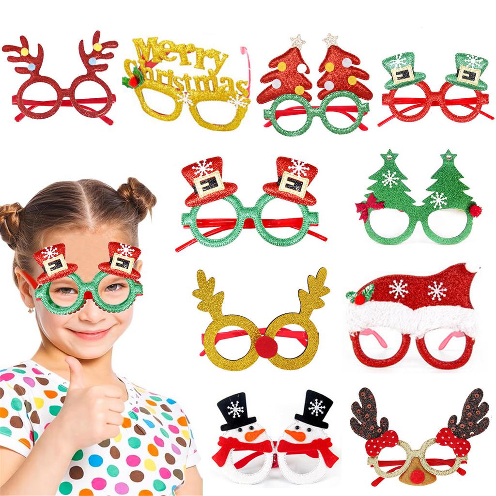 Christmas Glasses Glitter, Party Glasses Frames Christmas Decorations Costume Photo Booth Props for Christmas Party Supplies