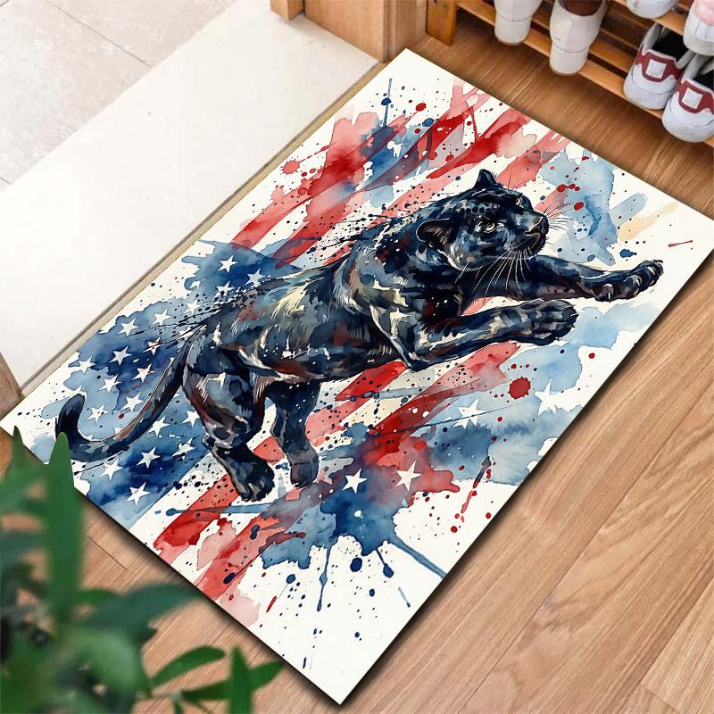American Flag Animals Pattern Square Carpet,Area Rug,Carpet Rug for Living Room Bedroom Sofa Playroom Decor,Non-slip Floor Mat,Holiday Birthday Gifts