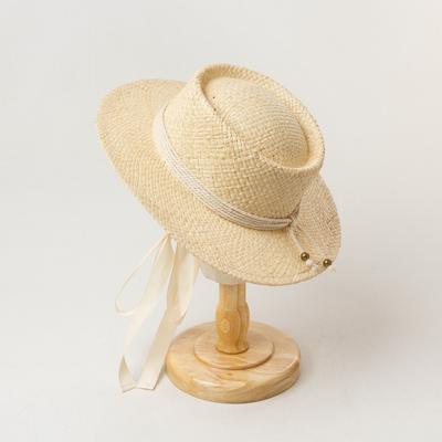 X235  Children's Summer Sun Hat Straw Raffia Hat Flat Top Hand-woven Raffia Hat Lafite Straw Cap Sunshade Sunscreen Hat