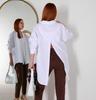 European and American Women's Solid Color Long-Sleeve Back Slit Loose Shirt - Autumn 2023 Fashion.