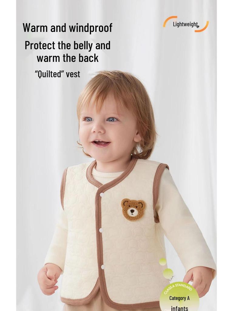 Jingqi Quilted Sleeveless Warm Vest for Newborns - Boys and Girls, Spring & Autumn Season