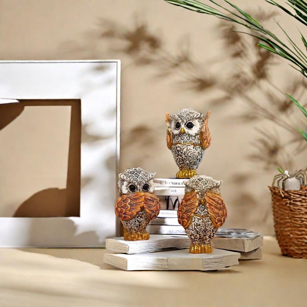 

Cute Owls Handicrafts No-Evil Garden Ornaments Gifts Garden Statue помаранчевий