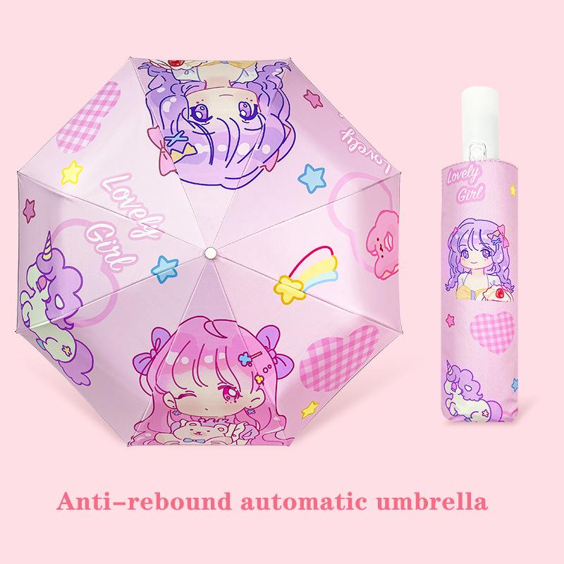 umbrella unicorn Recycling without rebound Automatic umbrella Reflective Stripe Design Umbrella Sunshade and Windproof Umbrella