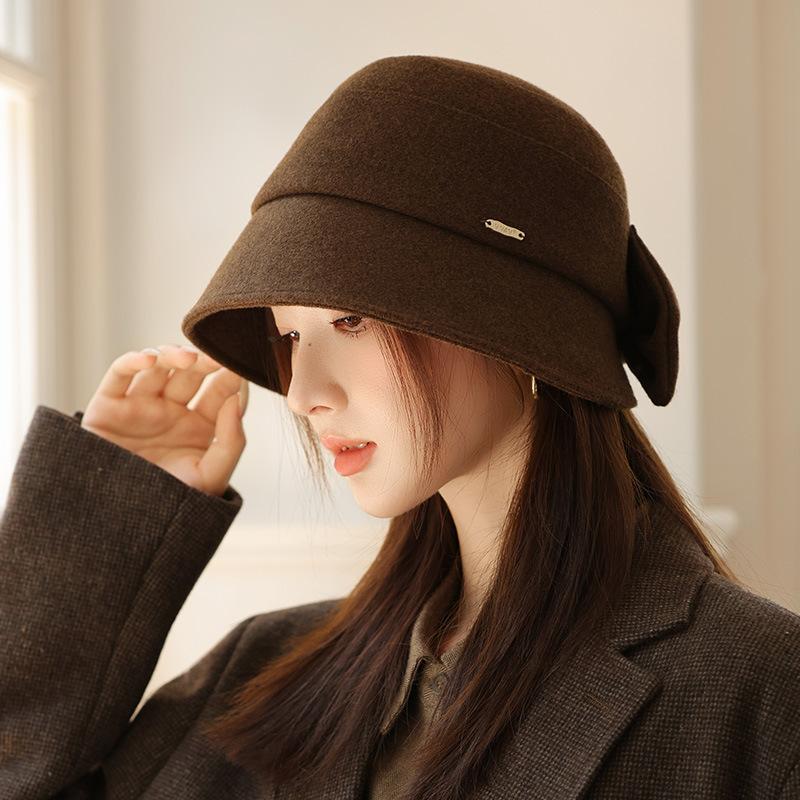New Women's Autumn and Winter Woolen Bucket Hat Basin Hat