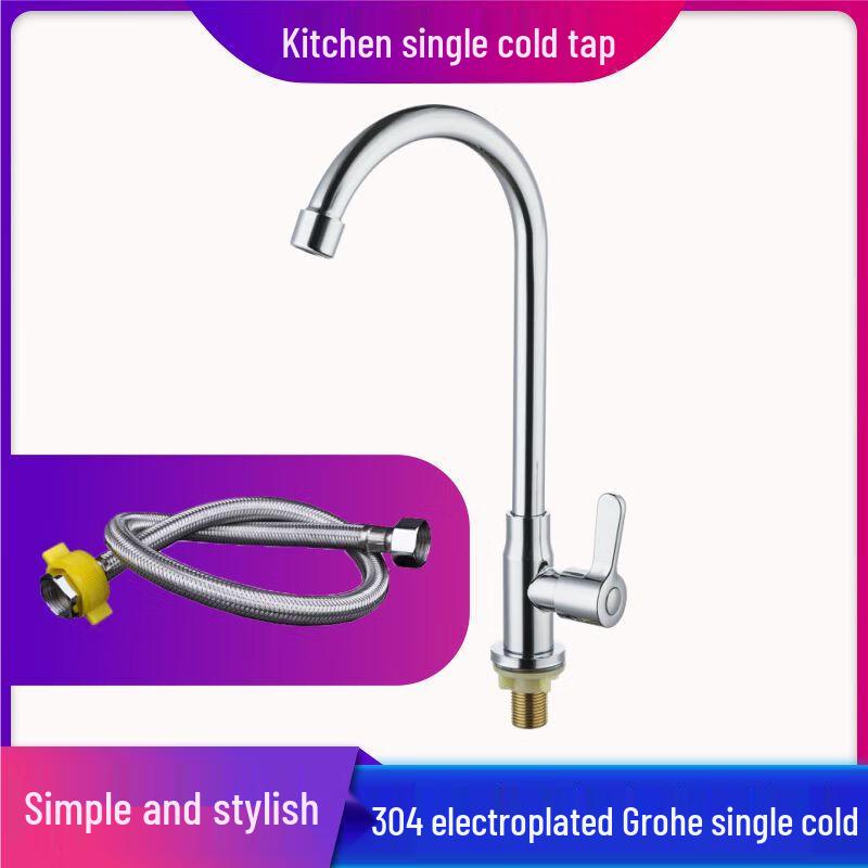 Mengguan Stainless Steel Single Cold Kitchen Sink Faucet
