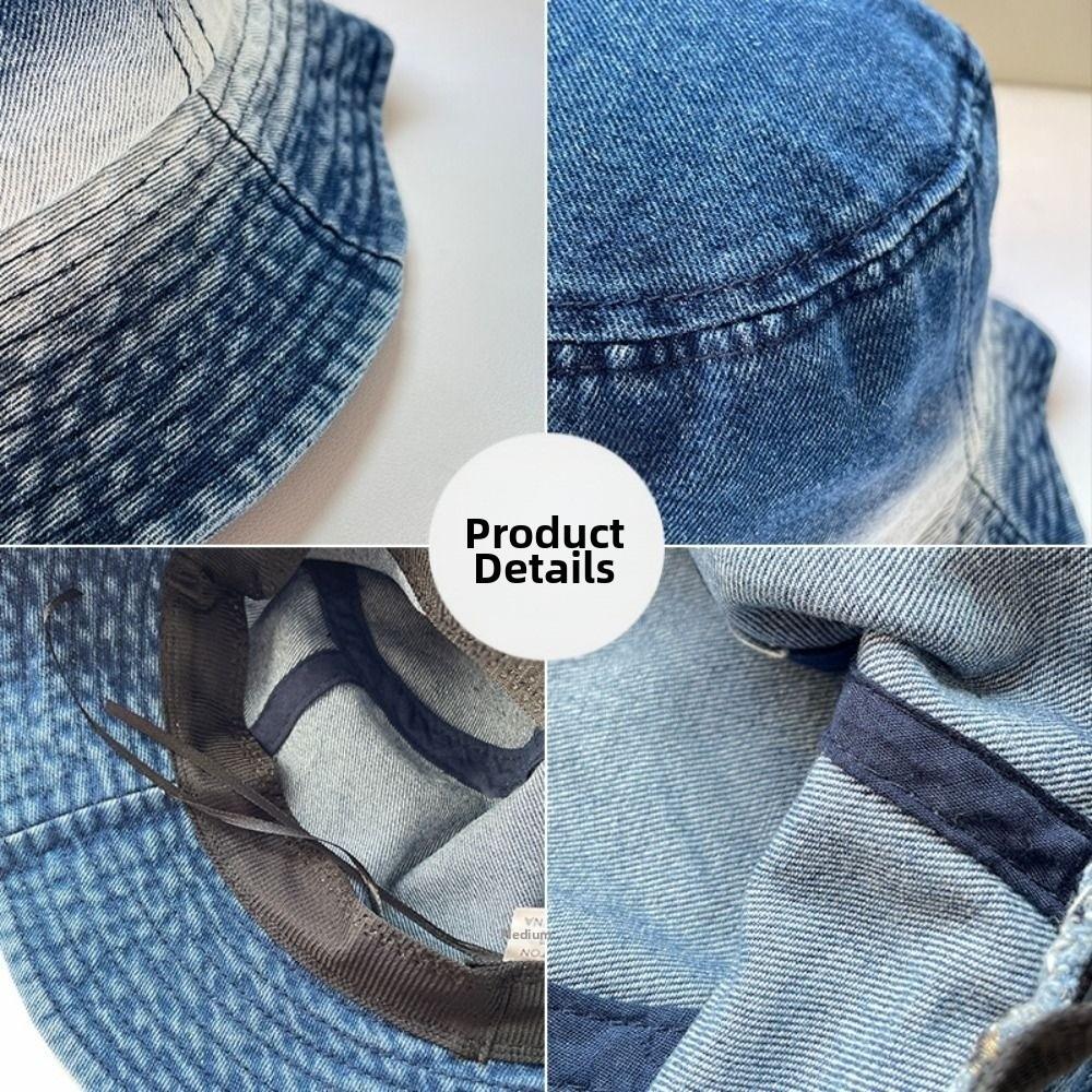 Water-washed Tie-dye Vintage Washed Denim Hat Wide Brim Sun Hats Fisherman Hat Summer Travel