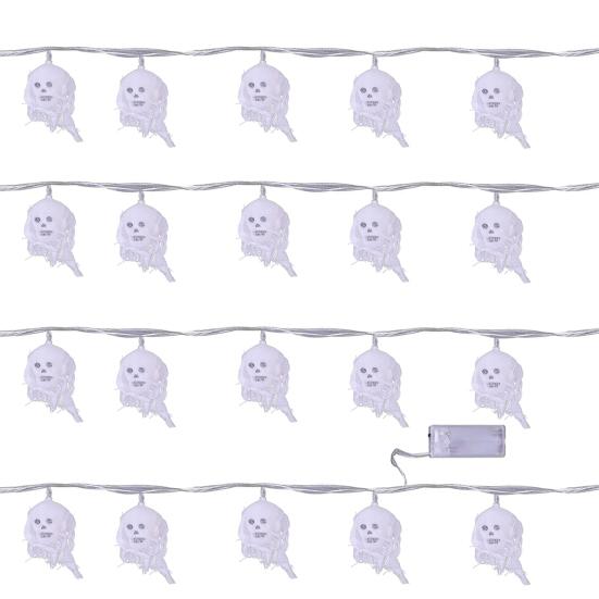 Halloween Skull String Lights Multicolor Skull Shaped LED Lights Waterproof Decorative String Lights for Festivals Anniversary Makeup Parties