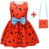 Halloween Dress Skirt, Digital Printing, Pumpkin Bow Skirt, Girls Dress + Bag 9157