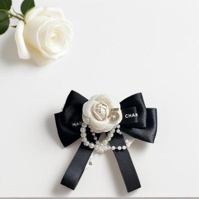 Women's Party and Wedding Accessories: Versatile Shirt Collar Pins, Black Bowknot Necktie, and Fabric Camellia Flower Brooch
