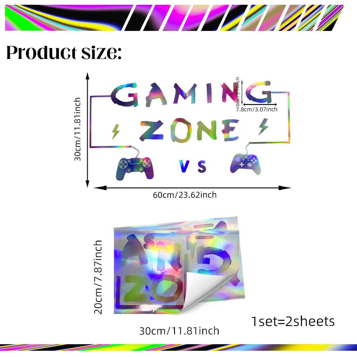 

Ls13510 Laser Material Gradual Change Colorful Game English Wall Sticker Viewing Angle Different Pattern Color