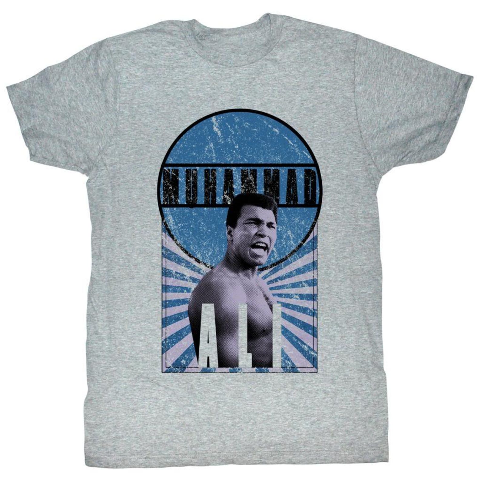 Muhammad Ali Burst O  Hammad Gray Heather Adult T-Shirt L