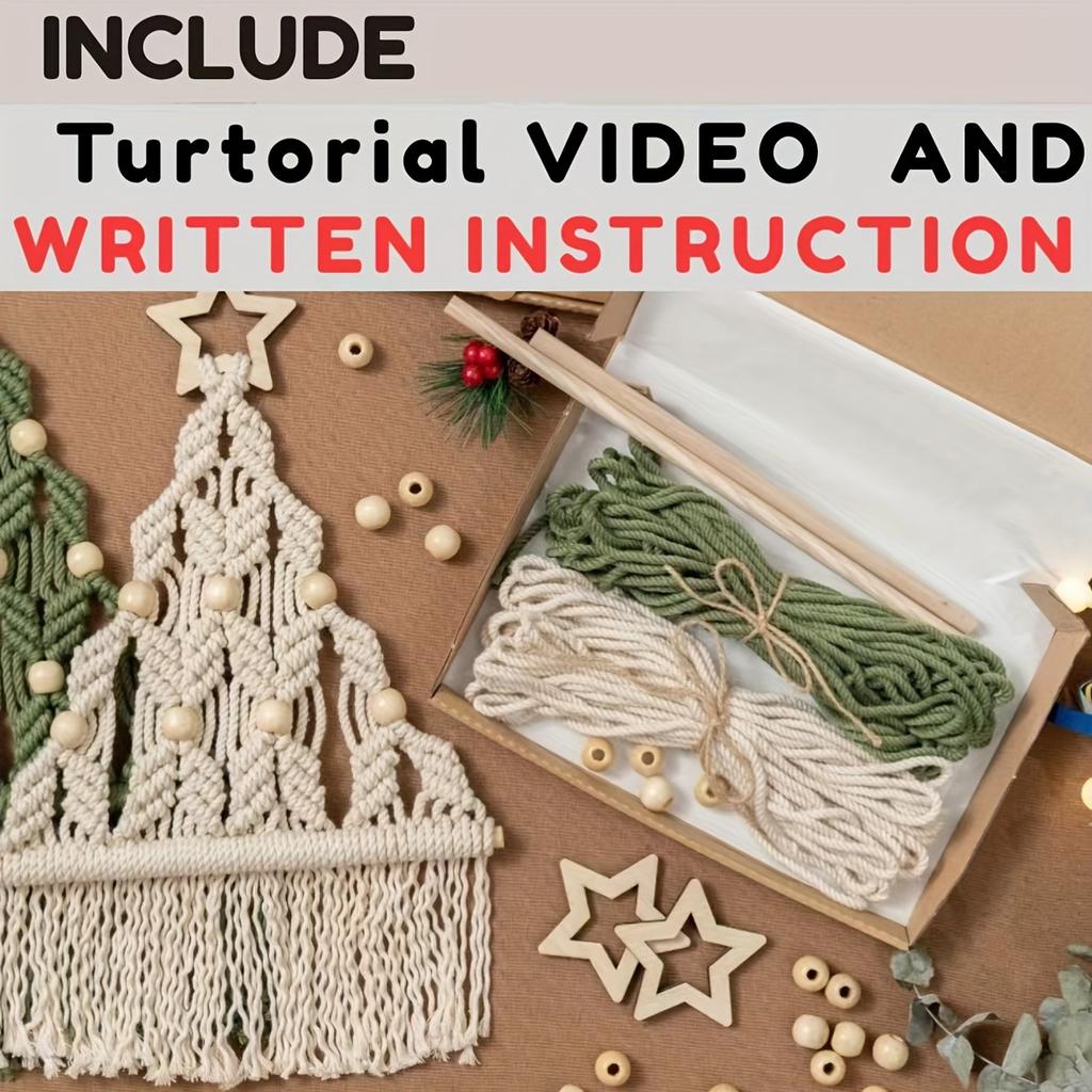 Macrame Christmas Tree DIY Kit, Green & Beige, Festive Wall Decor, Perfect Holiday Gift.