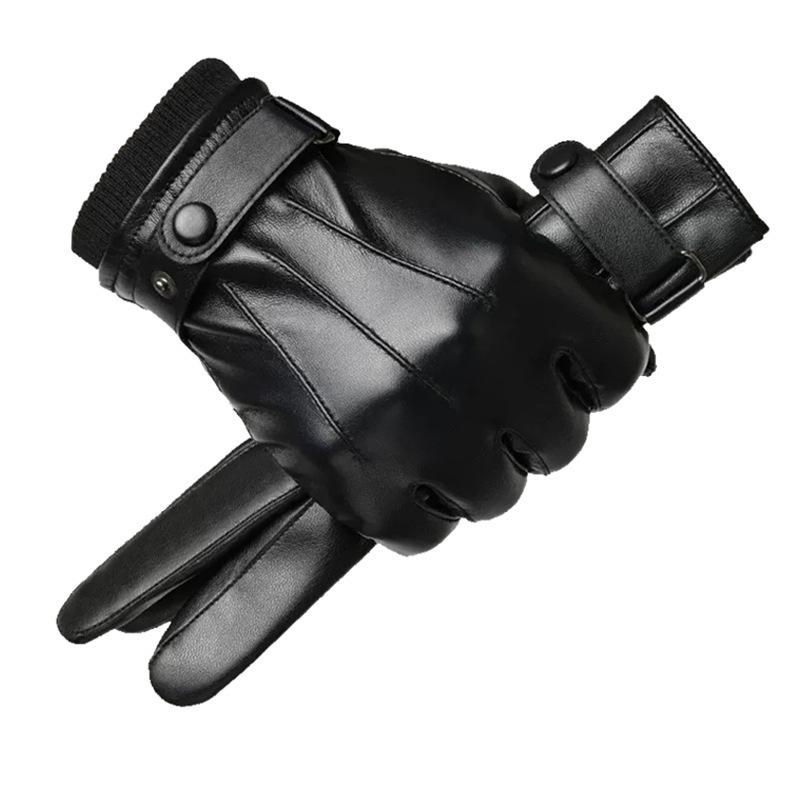 Men's & Women's Winter Leather Gloves: Touchscreen, Windproof, Coldproof, Plus Velvet for Riding & Motorcycling