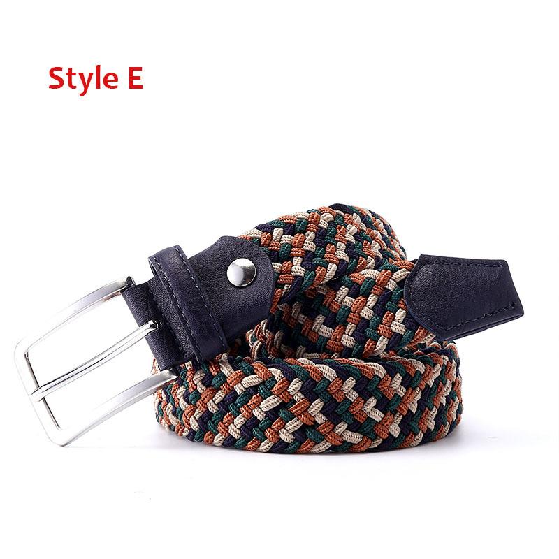 Men'S Belt Braided Elastic Belt Non-Porous Belt Men'S And Women'S Pin Buckle Elastic Belt