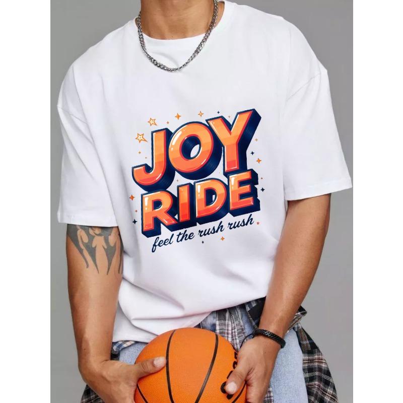 

Футболка с круглым вырезом Белая Joy Ride Почувствуй Драйв Принт Rush Повседневная одежда для мужчин и женщин Уличная мода Летний наряд S белый