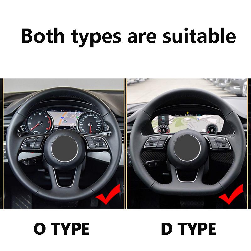 38cm Car Genuine Leather Steering Wheel Braid Cover Hand-stitched Soft Non-slip Auto Interior