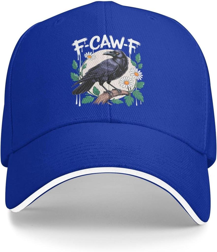 Crow Raven Daisy Graphic Baseball Cap Funny Gift Polyester Adjustable Unisex Adult Cap