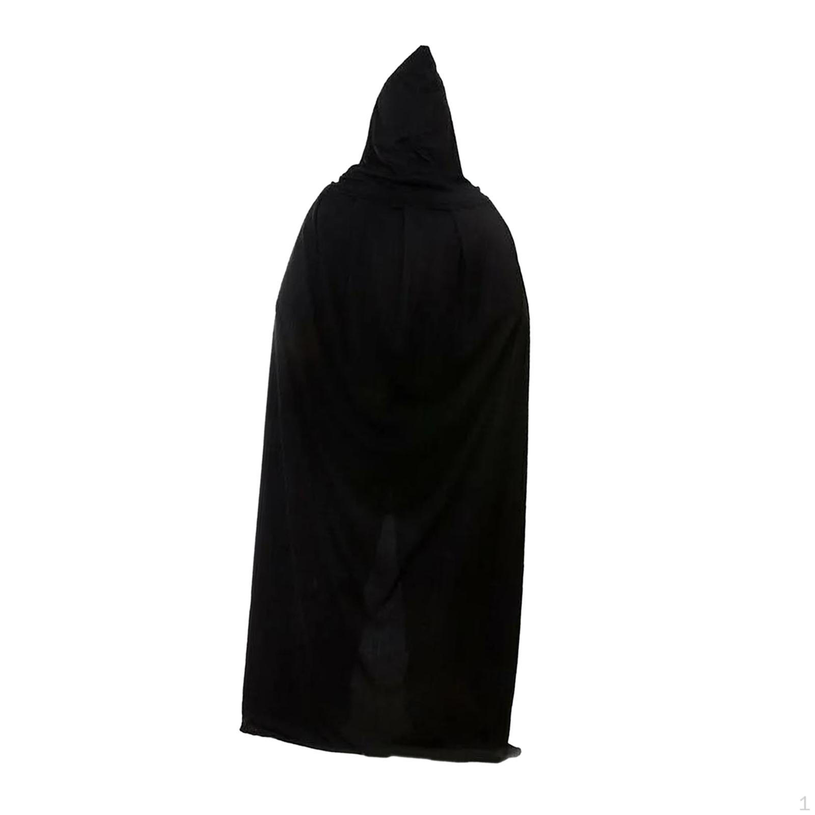 Black Hooded Cape, Standard Adult Size Universal, 1. Unisex Cloak for Dressups