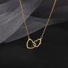 18K Gold Korean Love Double Ring Titanium Steel Necklace - Simple Luxury Clavicle Chain for Women