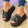Large size summer new thick bottom outer wear beach sandals large size solid color muffin butterfly