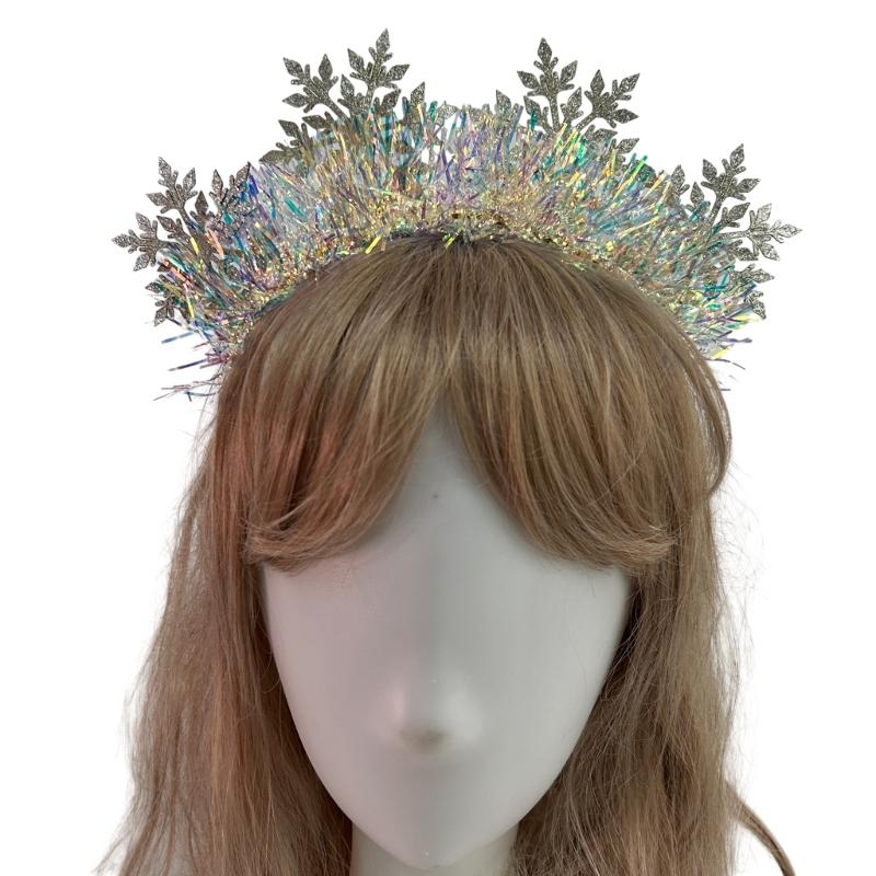 Tinsels Headband Snowflake Shape Hair Hoop Woman Christmas Cosplay Costume Prop