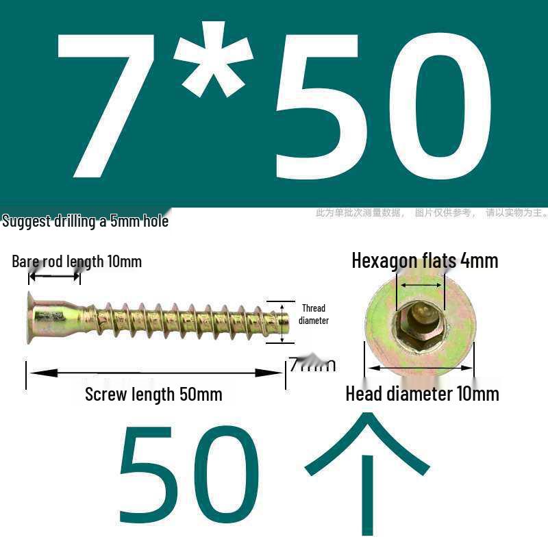 Hex Socket Phillips Countersunk Wood Screws for Furniture & Cabinet, Self-Tapping, M5/M6/M7