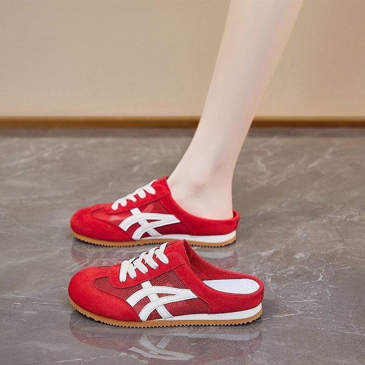 Cool slippers women's summer wear mesh thick-soled lazy shoes one pedal bag head half slippers 2025 new casual shoes drag