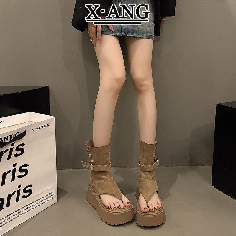 Muffin Thick-soled Heightening Toe Cold Boots Women's Summer Stacking Boots Short Boots New Fashionable Summer High-heeled Sandals