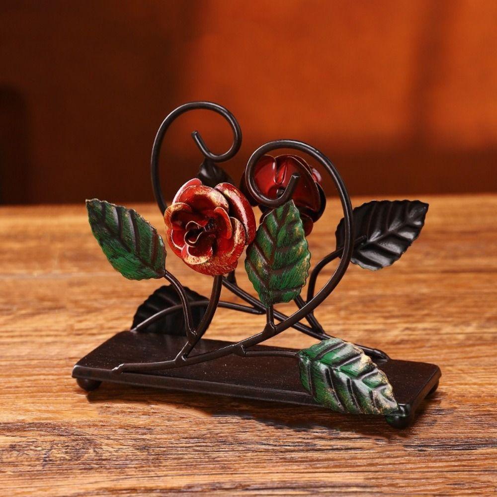 Rose Metal Napkin Holders Stable Tissue Storage Rack Desktop Paper Organizer Dining Table
