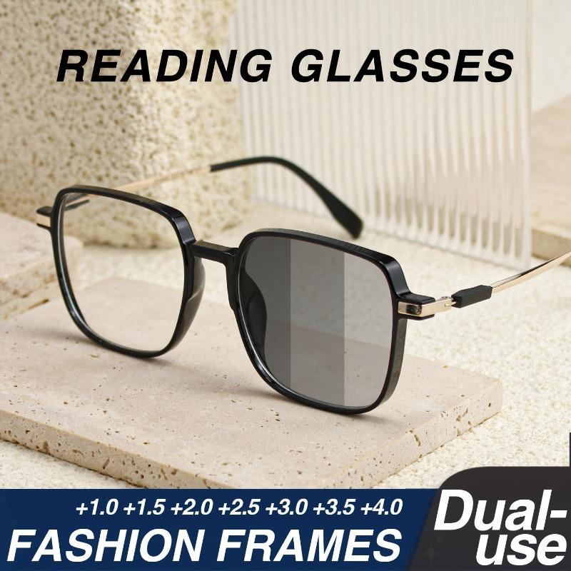 4PCS Exquisite Large Frame Women's Pochromic Reading Glasses Comfortable and Simple Indoor Fashionable Reading Glasses
