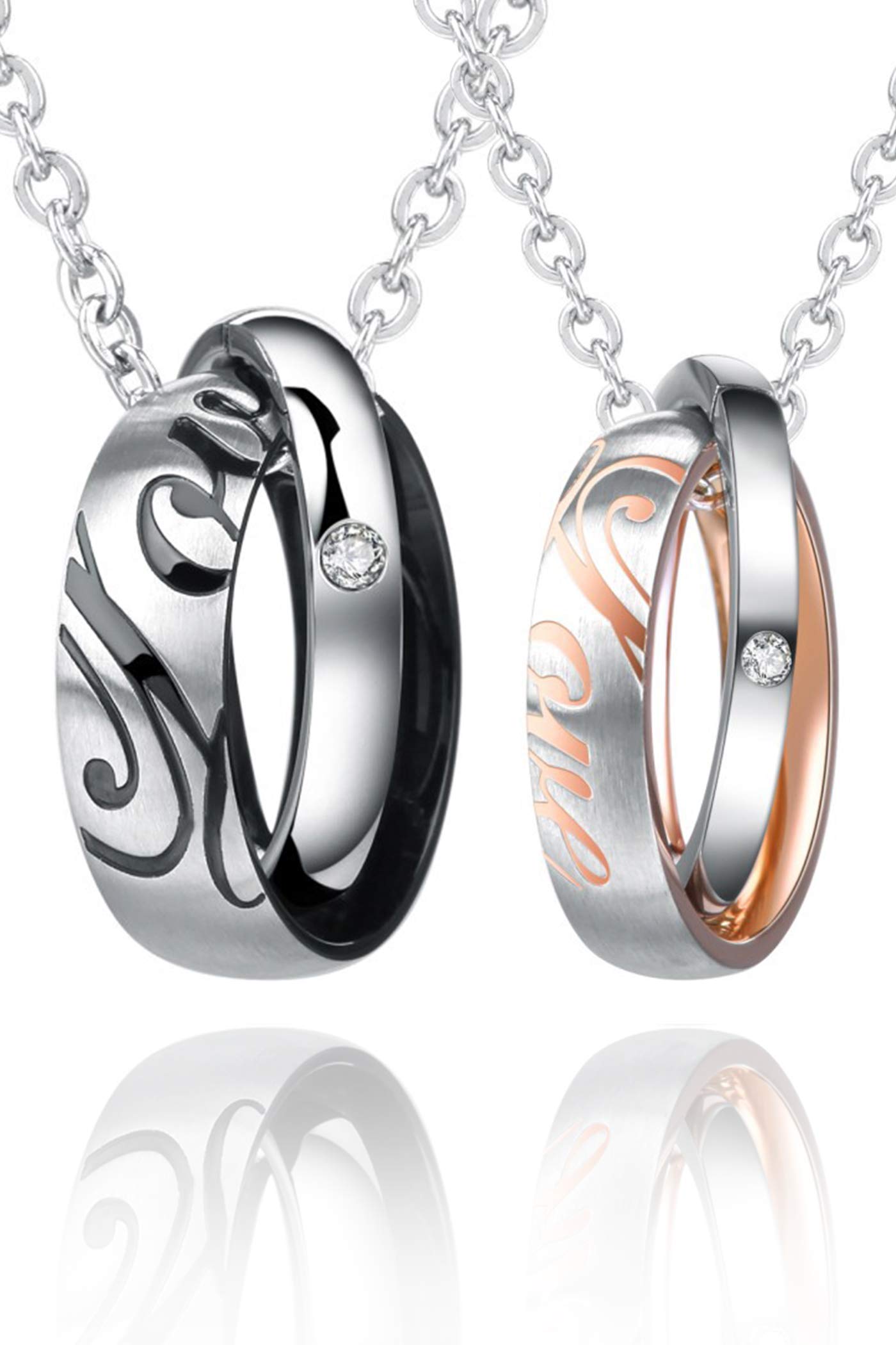 

Pair Necklace Couple Ring Brand Stainless Steel Marriage Necklace Gift Set of [RaHash] [Pair 2] (Type2)