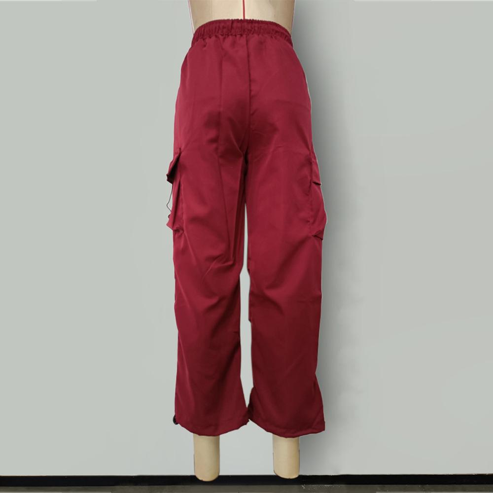 Dámské elastické pracovní kalhoty s vysokým pasem, volnočasové, jednobarevné, široké nohavice