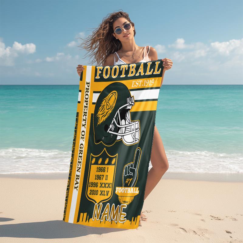 Personalized Vintage Detroit Football Helmet Beach Towel Microfiber Beach Towel Thin Absorbent for Beach Swimming Yoga Bath Sports. 091069