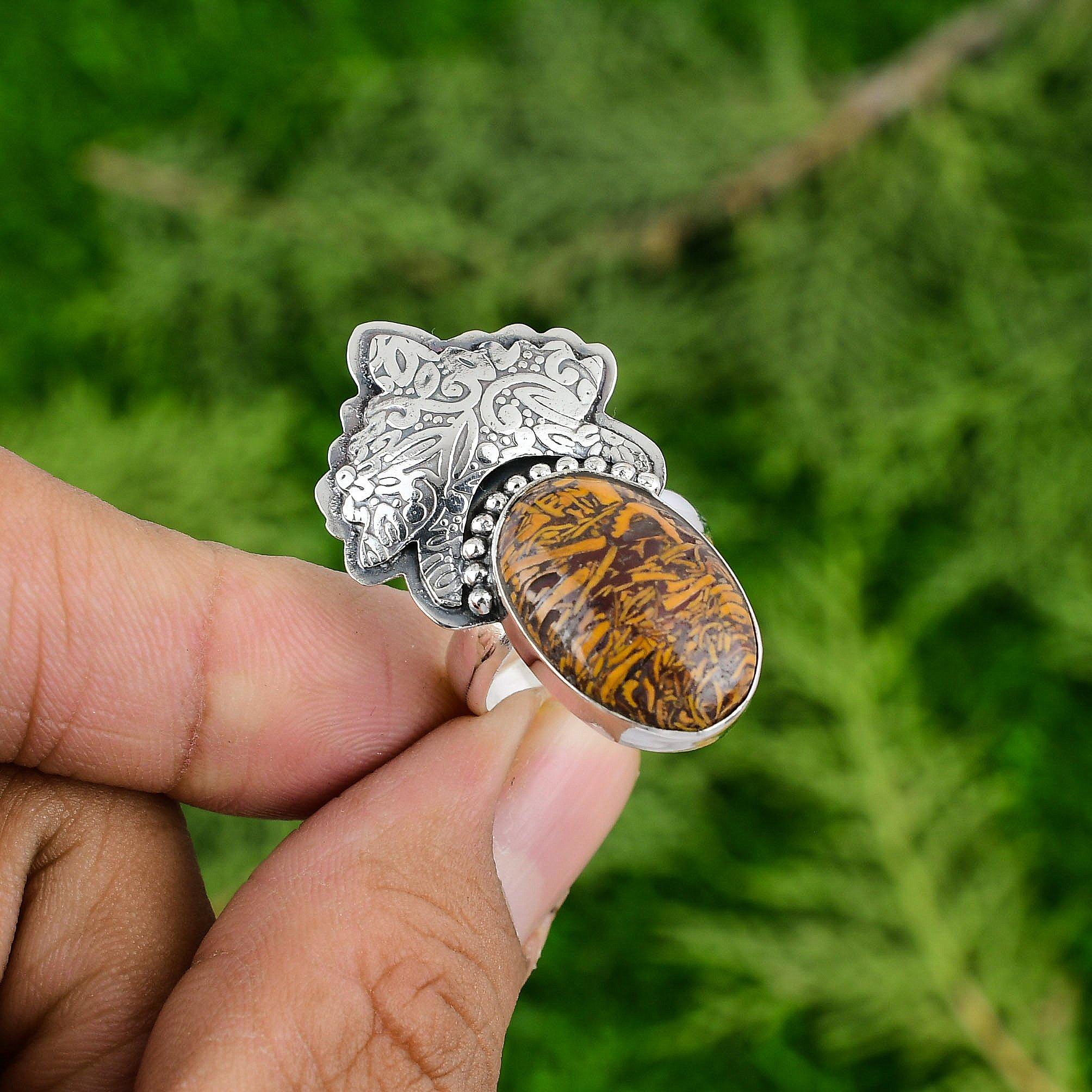 

925 Sterling Silver Mariam Jasper Stone Trendy Daughter Birthday Unique New Ring Adjustable