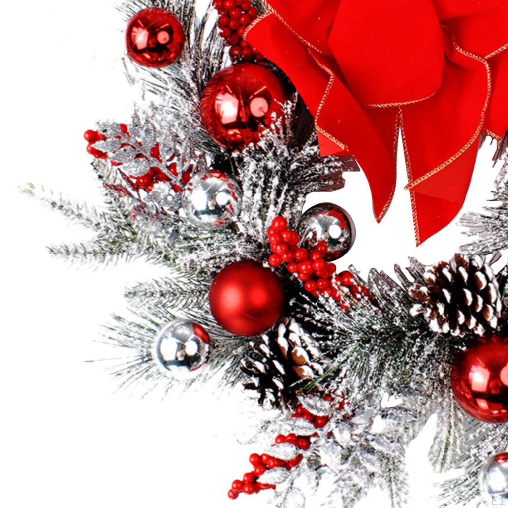Christmas Wreath Winter Realistic with Red Berries 20in Snowy Xmas Decoration for