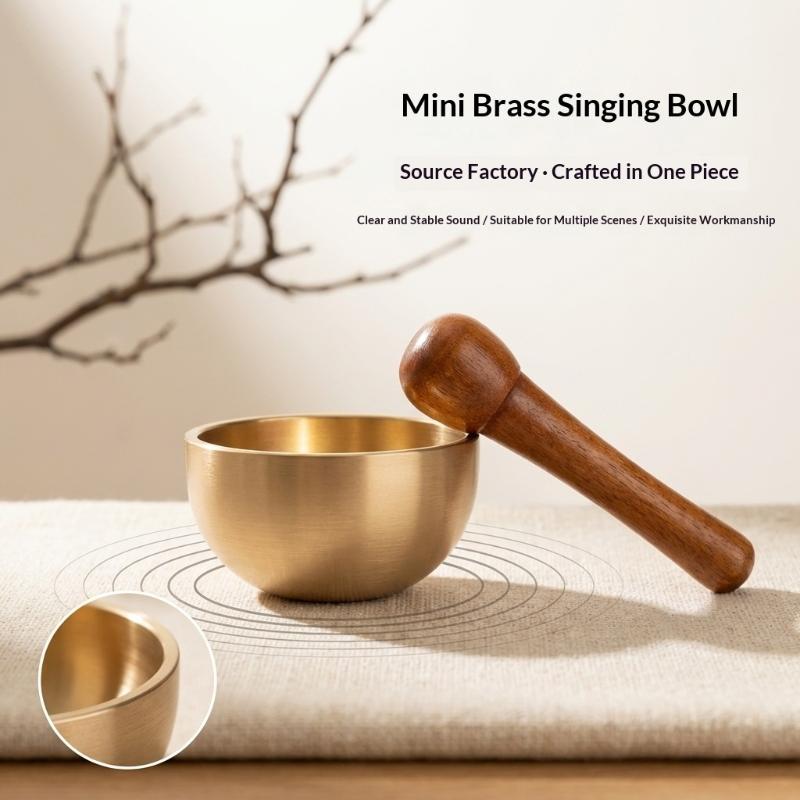 Mini Brass Sound Bowl Beginner Friendly Chant Bowl for Yoga Meditation Chakra Alignment Home Use 37mm 1set