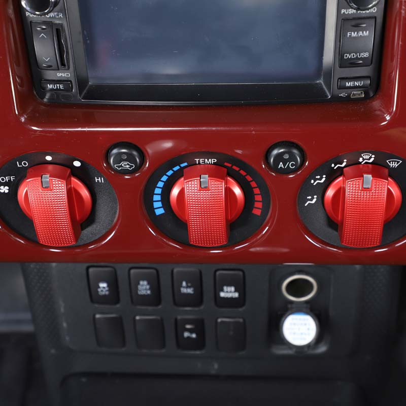 For Toyota FJ Cruiser 2007-2026 Aluminum Alloy Car Center Control Air Conditioner Adjustment Knob Cover Trim Accessories