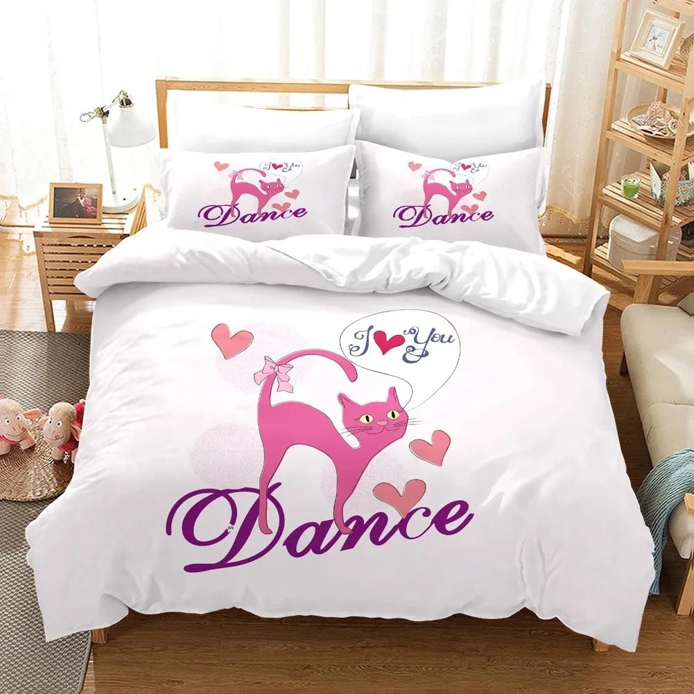 Cats Duvet Cover Set for Boy Girl Cute Animal Printed Bedding Set Pet Theme Comforter Cover Pet Bedspread Quilt Cover Set