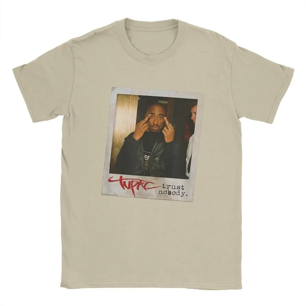 Men T-Shirts T-Tupac Trust Nobody Photo Humorous Pure Cotton Tees Short Sleeve 2pac Hip Hop Y2K Harajuku T Shirts O Neck Gift