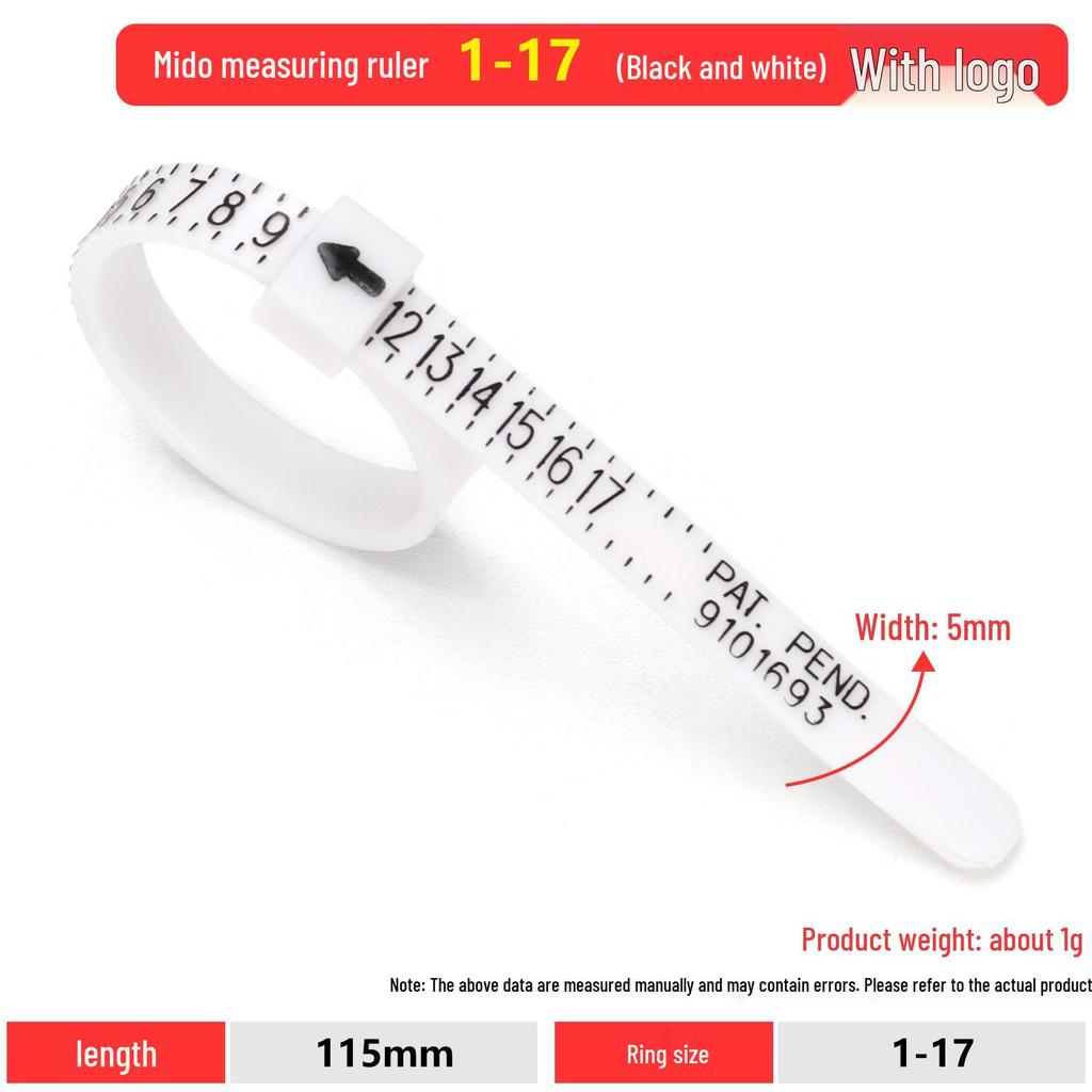 Mido Verstellbarer Fingerring-Größenmesserstreifen
