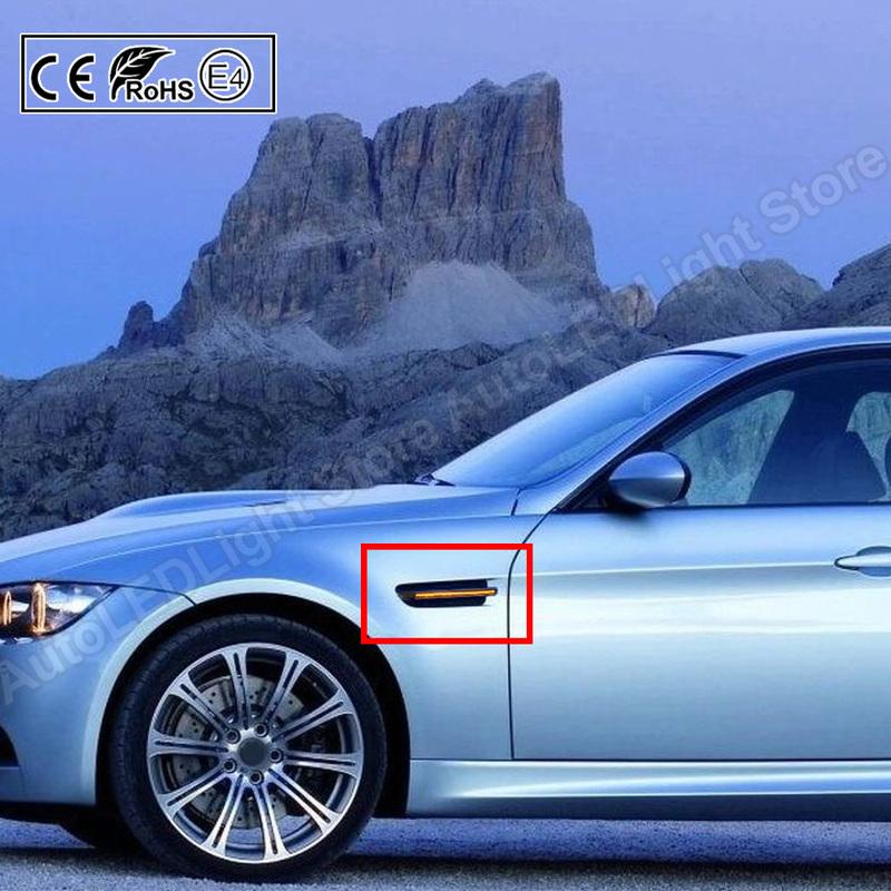 2Pcs Dynamic LED Side Marker Light Turn Signal Lamp For BMW E90 M3 Sedan E92 M3 Coupe E93 M3 Convertible 2007-2013