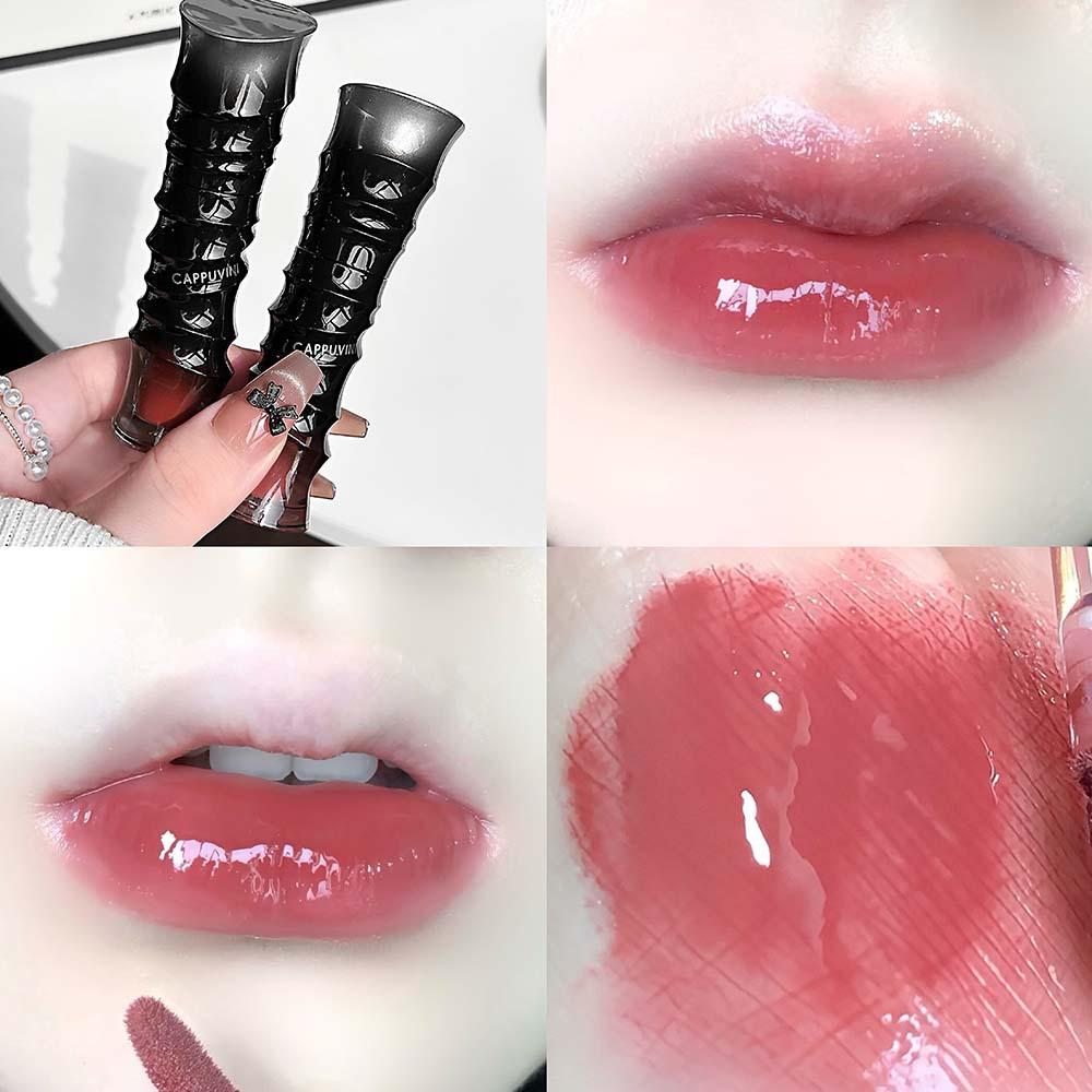Punk Donkerrood Lipgloss Spiegelglans Zijdezacht Hydraterende Textuur Lipglazuur Niet-Plakkerig Chocolade Rood Kers Waterig Glanzende Lip Tint
