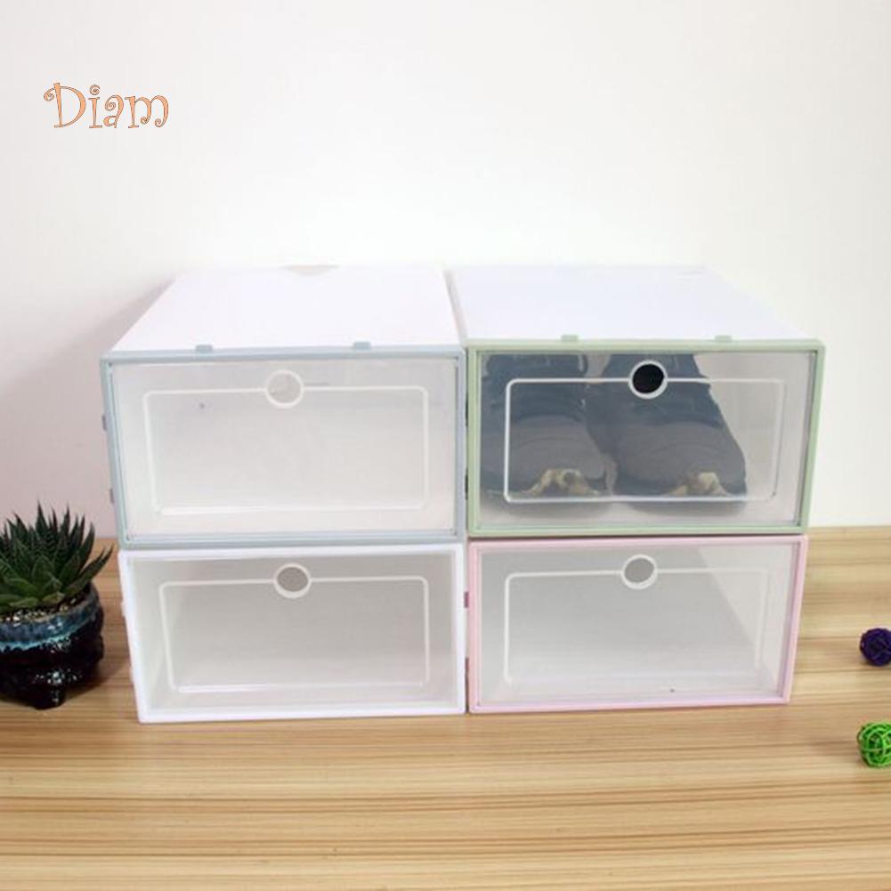 VANA HOME DECOR Stapelbarer staubdichter transparenter Klapp-Schuhaufbewahrungsbox-Organizer