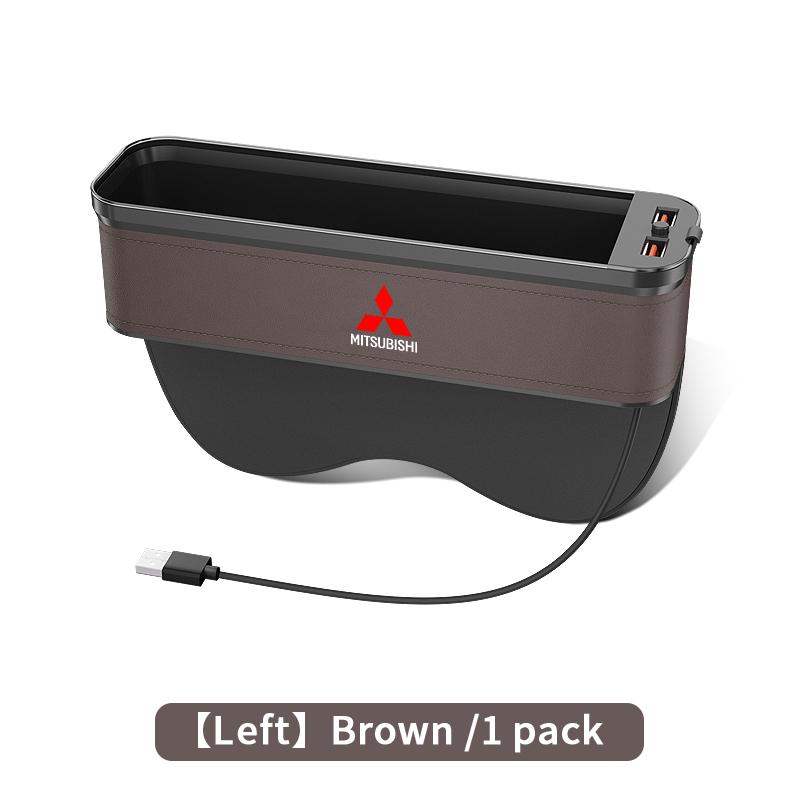 Car Seat Gap Organizer USB Charging Multifunction Storage Box For Mitsubishi Outlander Pajero Asx Lancer EX Evolution X Ralliart