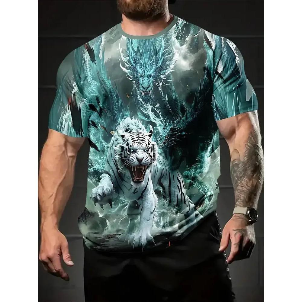 Summer Creative 3D Printed Short Sleeved T-shirt Fashionable Comfortable Soft Breathable Large Loose Mens T-shirt