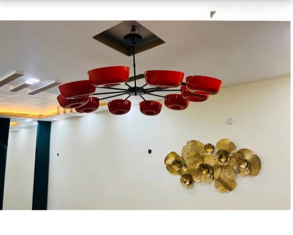 Modern Red Sputnik Chandelier Retro Mid Century 10 Arm Ceiling Light Fixture Industrial Loft Lighting for Dining Room Kitchen Living Room