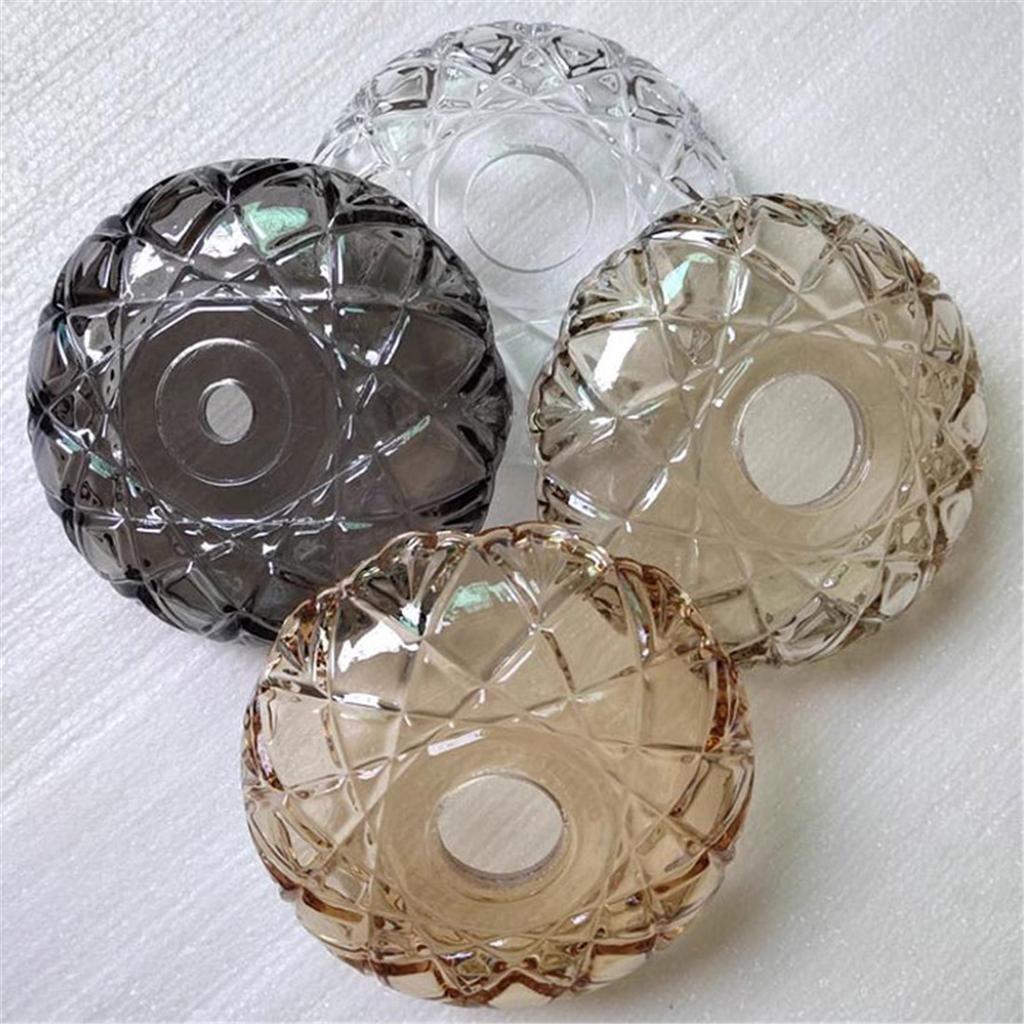 D12xH3cm Bernstein Grau Glas Tropfschalen Ersatz mit 4 Seitenlöchern,Klares Cognac Kristall Tropfschalen Schale mit 12mm 26mm 30mm Öffnung