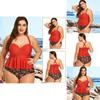 Fashion Woman Summer Sexy Plus Floral Peplum Size Swimsuit Tankini Swimwear For Elegance And Comfort