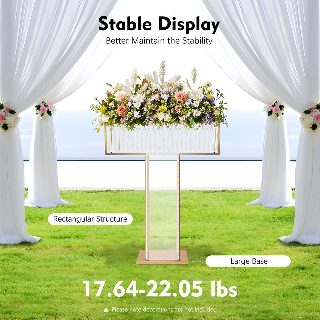 Hochzeit Gold Vasen Tischdekorationen,Gold Kristall Vasen für Tischdekorationen,Quadratischer Kronleuchter Sockelständer für Hochzeitsfeier