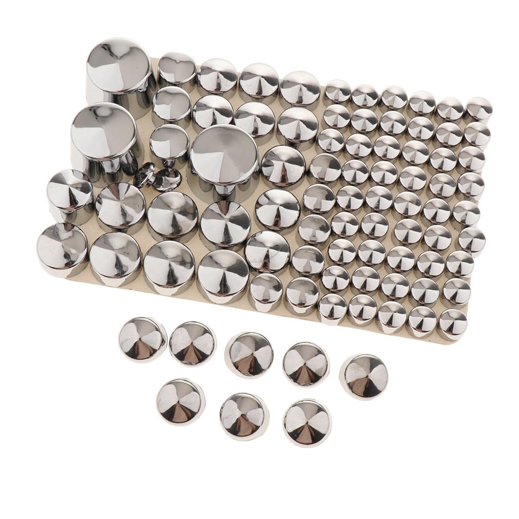 87x Motorcycle Chrome ABS Bolt Toppers Caps